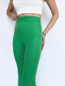 Kadın Yüksek Bel İspanyol Paça Pantolon Yeşil thumbnail 5