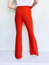Kadın Yüksek Bel İspanyol Paça Pantolon Turuncu - 3