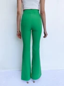 Kadın Yüksek Bel İspanyol Paça Pantolon Yeşil thumbnail 3