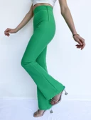 Kadın Yüksek Bel İspanyol Paça Pantolon Yeşil thumbnail 2