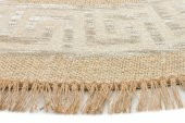 Karnaval Grek Desen Saçaklı Hasır Dokulu Renkli Dokuma Yuvarlak Modern Kilim Eko Halı Brk11NWY - 2