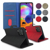 Samsung Galaxy A22 -M22 Kılıf FitCase Fabric Kapaklı Cüzdanlı - 1