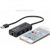 Ugreen USB 3.0 Gigabit Ethernet Dönüştürücü ve 3 Port USB Hub Çoklayıcı - 4