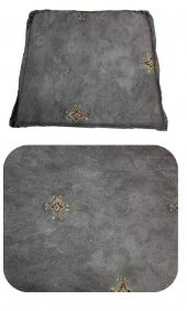 Knsz minder seti 1 li mazlum gri işlemeli kumaş oturma ve sırt tel sandalyesi minderi bir arada thumbnail 1