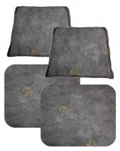 Knsz minder seti 2 li mazlum gri işlemeli kumaş oturma ve sırt tel sandalyesi minderi bir arada thumbnail 1