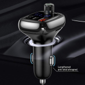 Baseus T typed S-13 Bluetooth FM Transmitter 36W QC 4.0 Dual USB & Type-C Araç Şarj Cihazı - SİYAH - 7