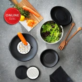 Schafer Lucas Çelik Karıştırma Kabı 16/20/24 Cm 9 Parça-Siyah - 1