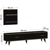 BMdekor TV Ünitesi Avon Antrasit Gold Ledli 180 cm - 4