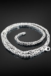 Kral Zincir 50 gr 55 cm 4 mm Köşeli 925 Gümüş Erkek Kolye - 1