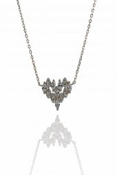 Vip Üst Kalite İtalyan Kalp 925 Gümüş Kolye - 1