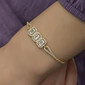 Zirkon Taşlı Üç Sıra Baget Gümüş Bayan Bileklik - 2