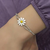 Zirkon Taşlı Mineli Papatya Gümüş Bayan Bileklik - 2