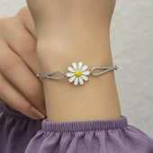 Zirkon Taşlı Mineli Papatya Gümüş Bayan Bileklik - 3