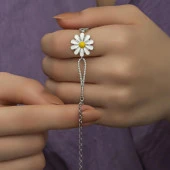 Zirkon Taşlı Mineli Papatya Gümüş Bayan Bileklik - 4