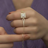 Altın Kaplama Baget Kare Gümüş Bayan Bileklik - 8