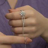 Zirkon Taşlı Güneş Motifli Gümüş Bayan Bileklik - 8