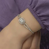 Full Zirkon Taşlı Rodyumlu Baget Gümüş Bayan Bileklik - 7