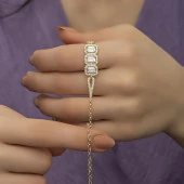 Zirkon Taşlı Üç Sıra Baget Gümüş Bayan Bileklik - 8