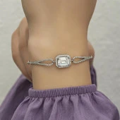 Rodyumlu Melek Kanadı Zirkon Taşlı Gümüş Bayan Bileklik - 7