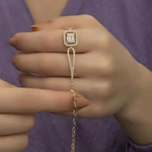 Altın Kaplama Baget Zirkon Taşlı Gümüş Bayan Bileklik - 4