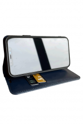 Samsung Galaxy A23 Cüzdan Kılıf Kapaklı Stantlı Lacivert thumbnail 3