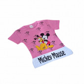 Kız Çocuk Bisiklet Yaka Kısa Kollu Şık Görünümlü T_Shirt - 1