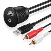 USB2.0+Aux Panel Tipi Yuvarlak Uzatma Kablosu 1.8 Metre - 1