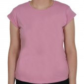 ASM0063 Bayan Düz Pembe Viskoz Penye T-Shirt - 1