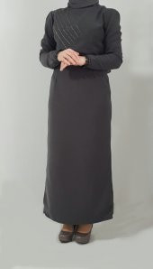 ACRUX0021 Bayan 36 Koyu Yeşil Narin Yıldızlar Abiye Elbise - 3