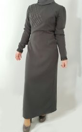 ACRUX0021 Bayan 36 Koyu Yeşil Narin Yıldızlar Abiye Elbise - 5