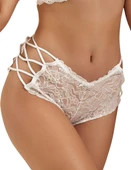 ASM0222 Bayan Ekru Çapraz Dantel Şort Külot - 4