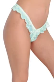 ASM0227 Bayan Turkuaz Dantel Fırfır Özel String - 1