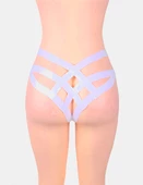 ASM0219 Bayan Beyaz Kafes Örgülü Tanga Külot - 8