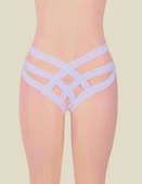 ASM0219 Bayan Beyaz Kafes Örgülü Tanga Külot - 7