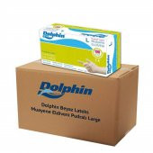 Dolphin Tek Kullanımlık Lateks Beyaz Pudralı Large Muayne Eldiveni - 20 Adet 100'lü Paket / Koli - 1
