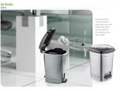 Polytime Pedallı Basmalı 6 Litre Çöp Kutusu Kovası - Çıkarılabilir İç Kovalı - Gri - 28 x 22 x 22 Cm thumbnail 5