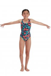 Speedo 8-12377G810 - Leaderback Allover Kız Çocuk Yüzücü Mayo - 3
