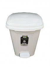 Polytime Pedallı Basmalı Çöp Kutusu Kovası - İç Kovalı - Beyaz - 6 Litre - 28x22x22 Cm. thumbnail 1