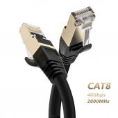 Cat. 8 İnternet Kablosu 2 Metre Yuvarlak Siyah - 1