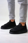 Erkek Tarz Casual Sneaker Günlük Spor Bez Ayakkabı -Siyah-Siyah - 2