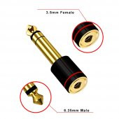 6.3 mm Stereo Erkek to 3.5 mm Dişi Kaliteli Çevirici Siyah - 2