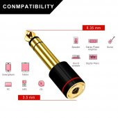 6.3 mm Stereo Erkek to 3.5 mm Dişi Kaliteli Çevirici Siyah - 3