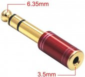 6.3 mm Stereo Erkek to 3.5 mm Dişi Kaliteli Çevirici Kırmızı thumbnail 2