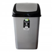 Polytime Sallanır Kapak Ofis Banyo Mutfak Bahçe Çöp Kutusu Kovası / 50 Litre / Gri / 68 x 41 x 33 Cm. - 2