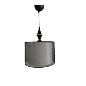 DEDE AVİZE METAL FİLELİ ABAJUR KUMAŞLI SİYAH SARKIT AVİZE AYDINLATMA - 2