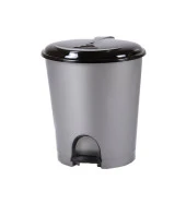 Plastik Pedallı Basmalı Kapaklı 50 Litre İç Kovalı Çöp Kutusu Kovası - Gri Gövde Siyah Kapak - 55 x 42 x 41 Cm. thumbnail 1