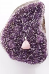 Pembe Kuvars Doğal Taş Kolye thumbnail 2