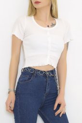 Önü Düğmeli Bluz Beyaz - 9246.224. - 1