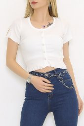 Önü Düğmeli Bluz Beyaz - 9246.224. - 3