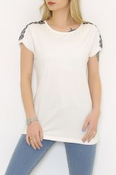 Omuz Dantelli Bluz Ekru - 9295.139. - 1
